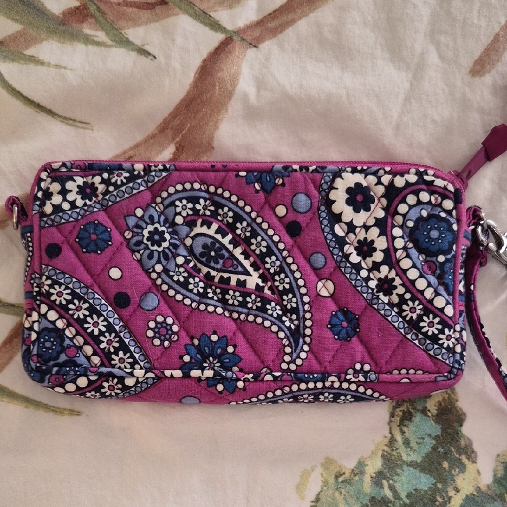 Vera Bradley Pink and Blue Paisley Wristlet